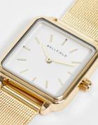 Bellfield Stainless Steel Mesh Watch With Square Dial-gold