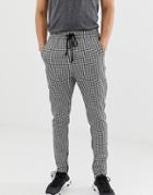 Fairplay Bugsy Pants With Elasticated Waist And Zip Cuff In Check - Gray