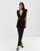 Asos Design Blouson Strap Sparkle Maxi Dress-black