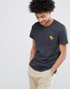 Abercrombie & Fitch Large Moose Logo Crewneck T-shirt In Black Marl - Black