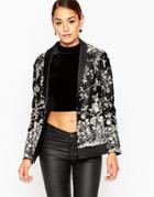 Asos Vintage Embroidered Soft Jacket - Black