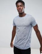 Jack & Jones T-shirt With Raw Hem And Space Dye Detail - Navy