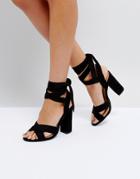 Truffle Collection Tie Up Block Heeled Sandal - Black