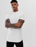 Asos Design Skinny Longline T-shirt With Curved Hem And Ma1 Pocket In White