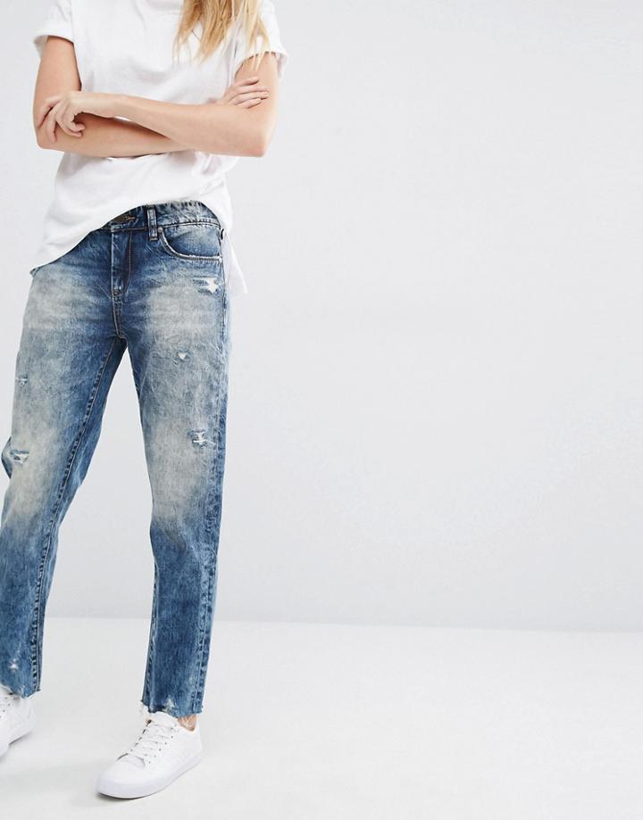 Blank Nyc Boyfriend Jeans With Distressed Raw Hem - Blue