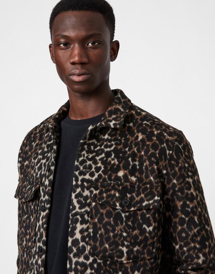 Allsaints Laurier Shirt Leopard Print-brown
