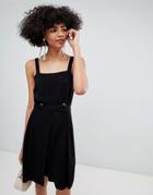 River Island Cami Dress With Waist Detail-black