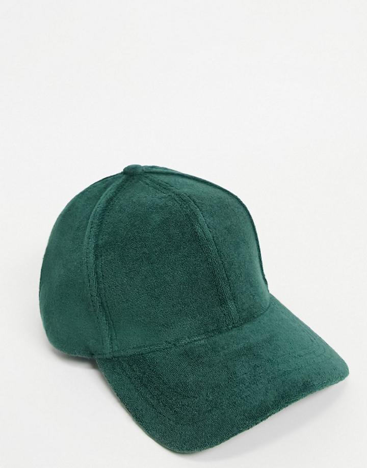 Asos Design Baseball Terry Cap In Green - Part Of A Set