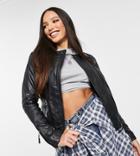 Barney's Originals Tall Belina Leather Biker Jacket-black