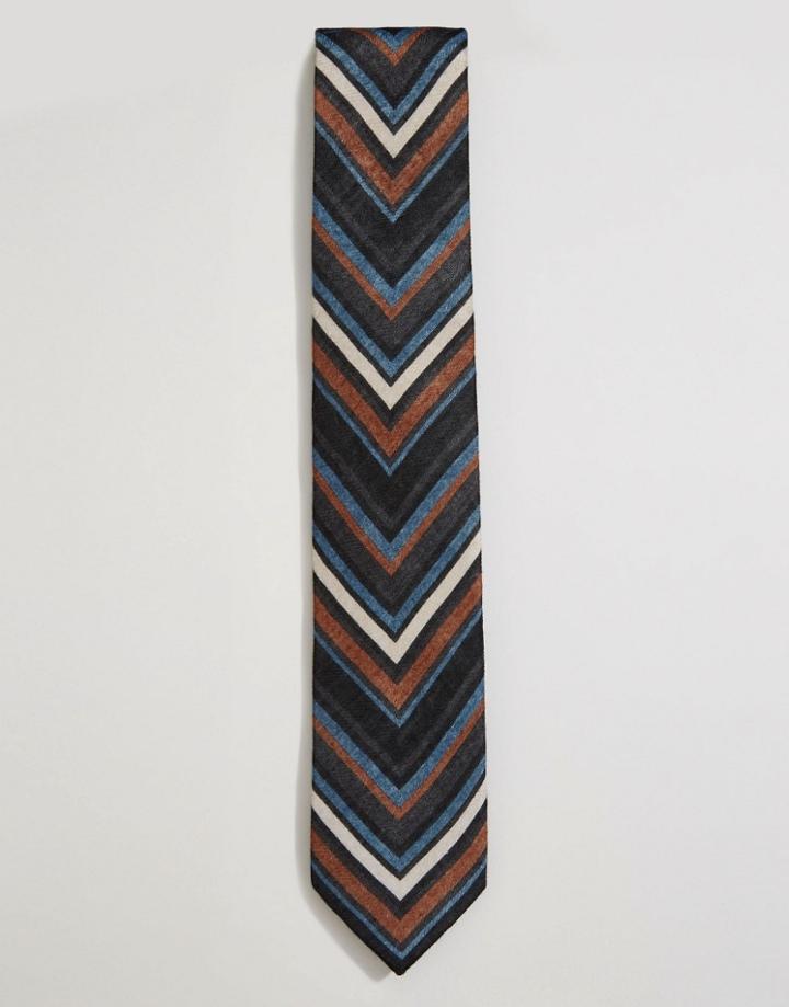 Asos Tie In Chevron Print - Black