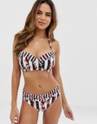 Floozie By Frost French Stripe Rose Shirred Bikini Bottom In Multi