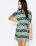 Mela Loves London Geometric Stripe Shift Dress - Mint