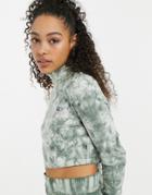 Russell Athletic Tie Dye Long Sleeve Crop Top In Green