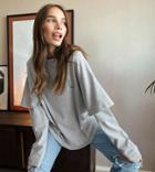 Labelrail X Hana Cross Oversized Long Sleeve T-shirt With Distressing-grey