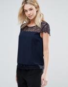 Only You Lin Lace Insert Blouse - Black