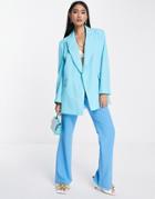 Asos Design Pop Blazer In Turquoise-blues