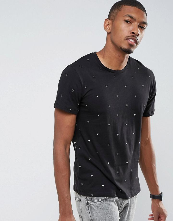 Pull & Bear T-shirt In With Dot Print Black - Black
