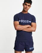 Boss Bodywear Slim Fit Bold Chest Logo Sun Protection T-shirt In Navy