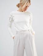 Ted Baker Lace Shoulder Sweater - Cream
