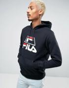 Fila Black Hoodie With Large Logo - Black