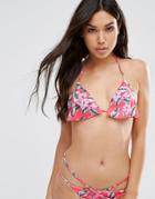 Asos Hawaii Print Floaty Triangle Bikini Top - Red