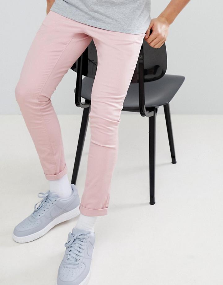 Asos Design Super Skinny Chinos In Pastel Pink