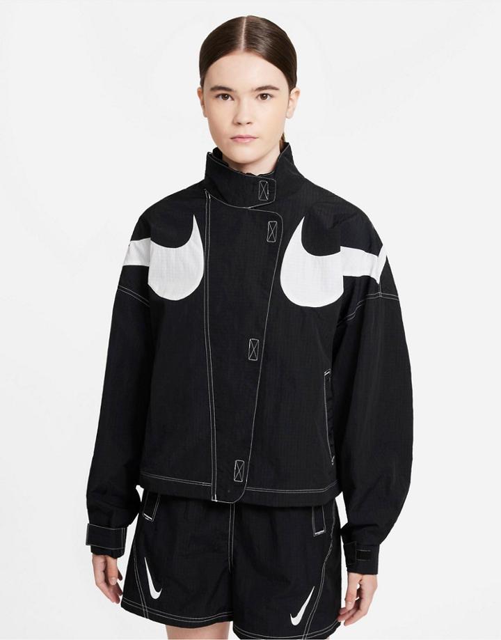 Nike Swoosh Pack Repel Woven Zip-through Jacket In Black