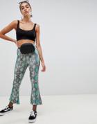Asos Design Cropped Kick Flare Leggings In Bright Snake Print - Multi