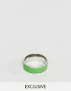 Reclaimed Vintage Inspired Ring With Green Band - Silver