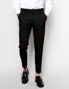 Asos Skinny Cropped Smart Trousers In Black - Black
