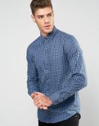 Tommy Hilfiger Shirt With Small Check In Slim Stretch - Navy