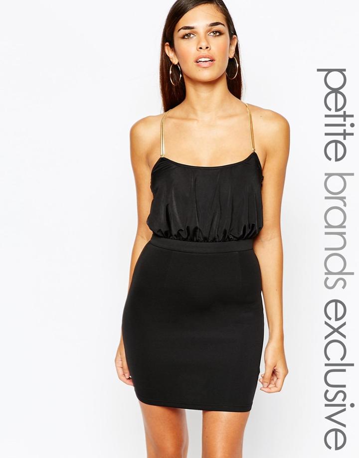 Lipstick Boutique Petite Body-conscious Dress With Gold Chain Cross Back Detail - Black