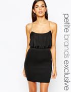Lipstick Boutique Petite Body-conscious Dress With Gold Chain Cross Back Detail - Black