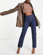 French Connection Striaght Leg High Waist Jeans In Indigo-blues