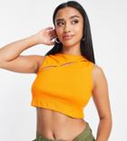 Threadbare Petite Cut Out Front Crop Top In Orange
