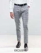 Only & Sons Skinny Suit Pant In Check - Gray