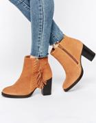 Asos Ella Wide Fit Suede High Ankle Boots - Chestnut