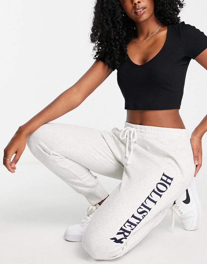 Hollister Logo Sweatpants In Gray