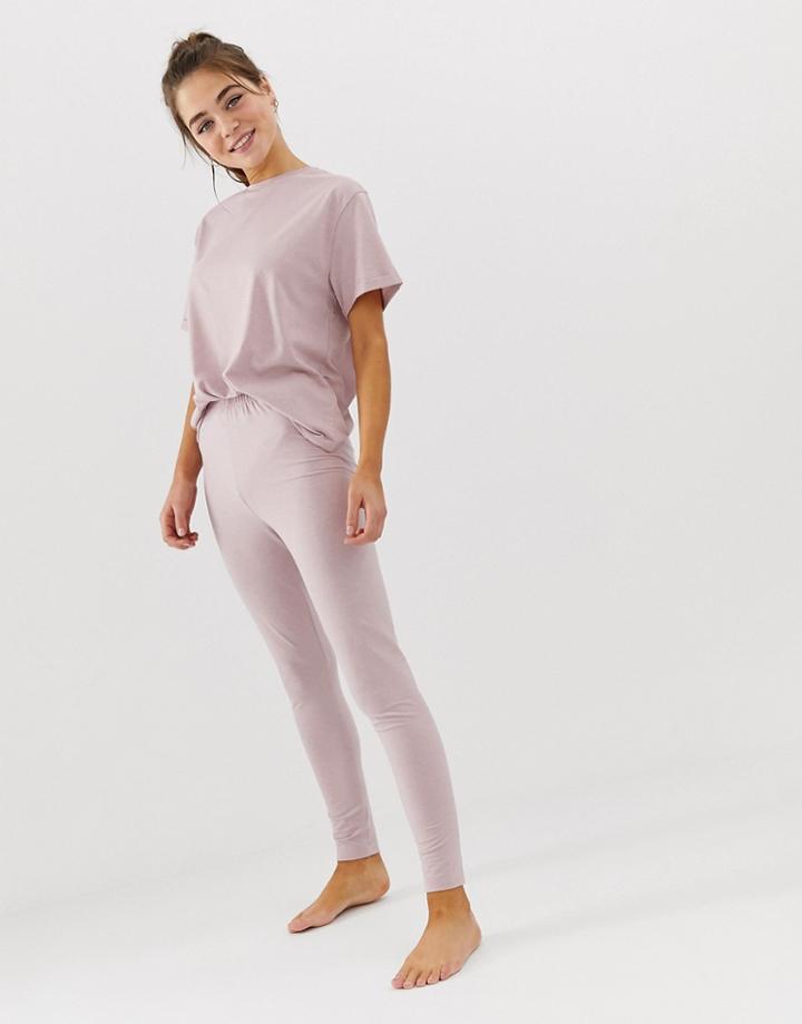 Asos Design Mix & Match Marl Pyjama Jersey Legging-pink