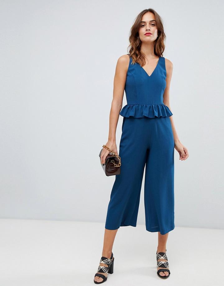 Asos Design Frill Hem Cami Jumpsuit - Green