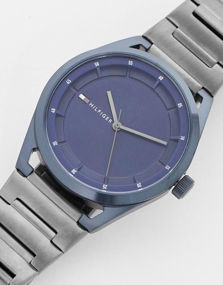 Tommy Hilfiger Collin Watch In Navy With Silver Link Strap