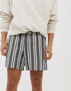 Asos Design Slim Shorts In Gray & Ecru Stripe