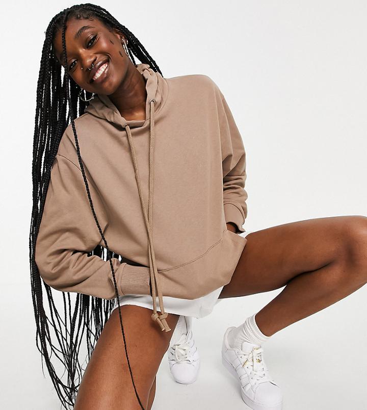 Collusion Unisex Hoodie In Brown