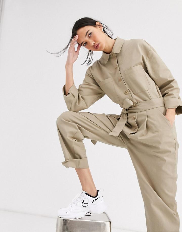 Asos Design Oversized Pocket Boiler Jumpsuit With Rolled Hem