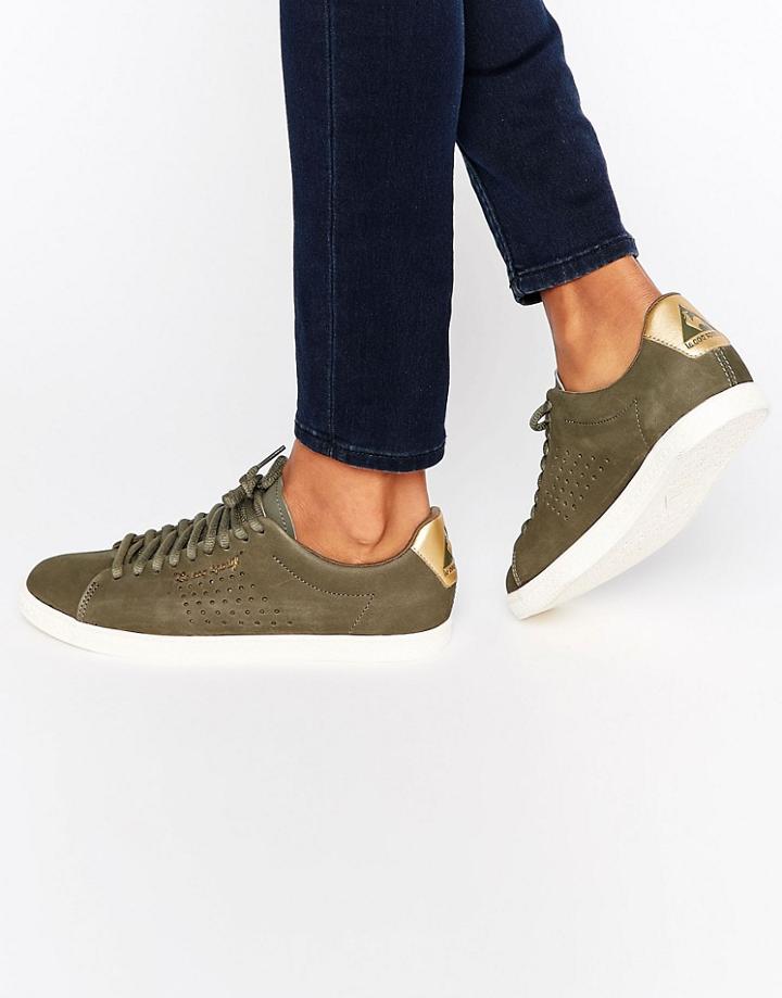 Le Coq Sportif Exclusive To Asos Charline Sneakers In Khaki Nubuck Leather - Green