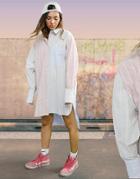 Asos Design Oversized Cotton Mini Shirt Dress In Mix And Match Pastel Stripe-multi