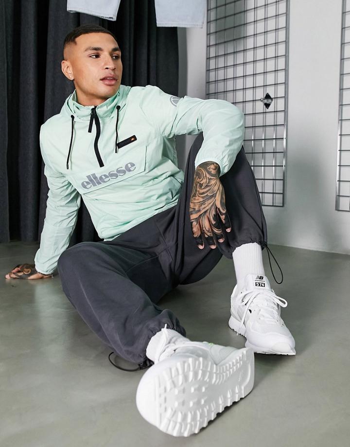 Ellesse Half Zip Overhead Hooded Jacket In Mint-green