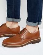 Asos Derby Shoes In Tan Leather With Natural Sole - Tan