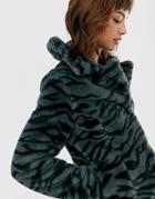 Goosecraft Faux Fur Jacket With Zebra Detail-gray