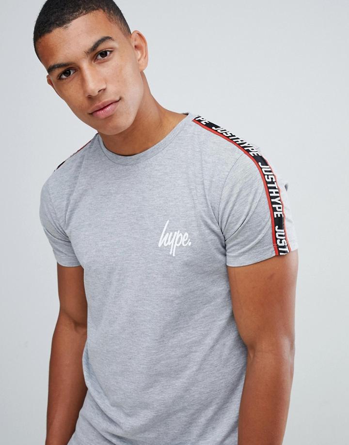 Hype T-shirt With Gray Taped Logo - Gray